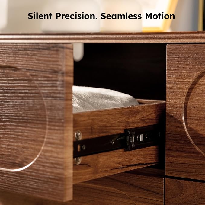 6 Drawer Dresser for Bedroom, Dark Walnut Wood Dresser - Image 5