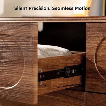 6 Drawer Dresser for Bedroom, Dark Walnut Wood Dresser - Image 5