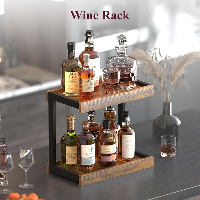 MARTY 2 Tier 15.75"x8.9" Large Countertop Shelf Organizer Spice Rack, Coffee - Image 4