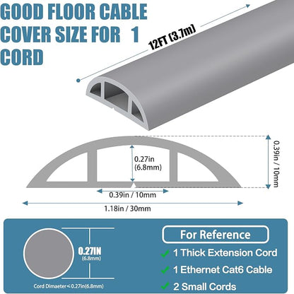 Floor Cord Covers for Wires 12FT Cable Hider Wire Cover Self Adhesive Cord - Image 2