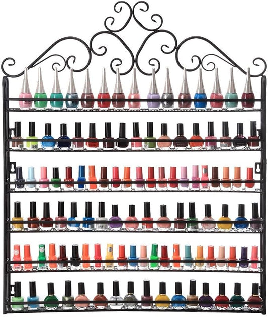 DAZONE DIY Mounted 6 Shelf Nail Polish Wall Rack Organizer Holds 120 Bottles by DAZONE