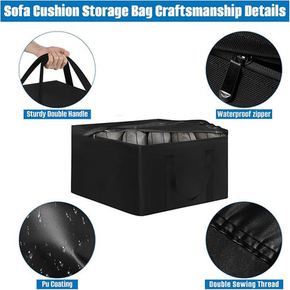 SIRUITON 32”L x 32”W x 24”H Outdoor Cushion Storage Bag, Patio Furniture - Image 3