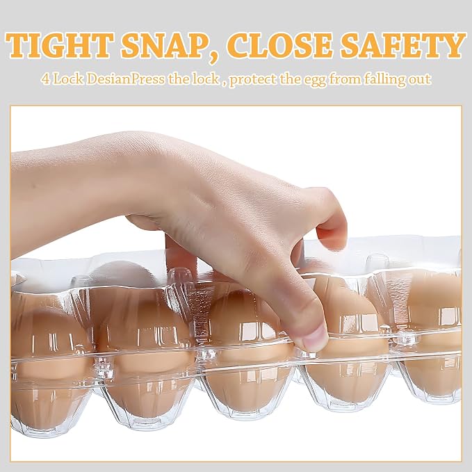 100 Pcs Plastic Egg Carton, 12 Grids Clear Chicken Egg Tray Disposable Plastic - Image 3