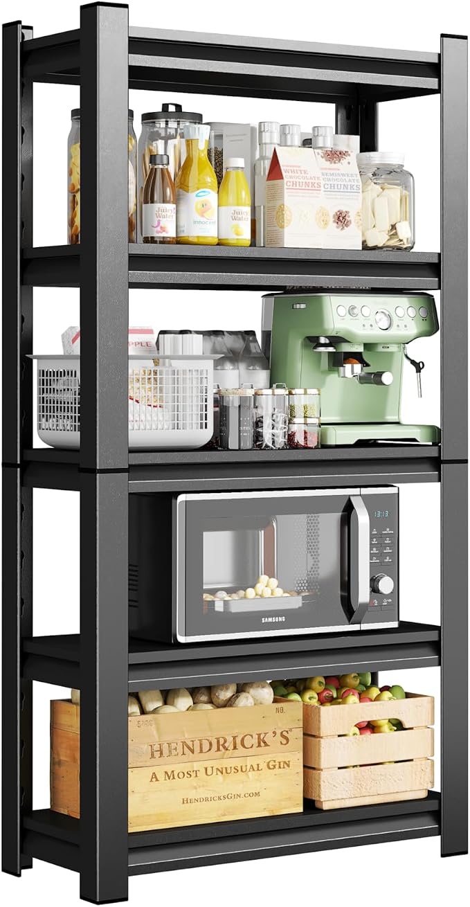 5-Tier Metal Storage Shelves, Adjustable Heavy Duty Shelving Units, Kitchen by Beaunatixx