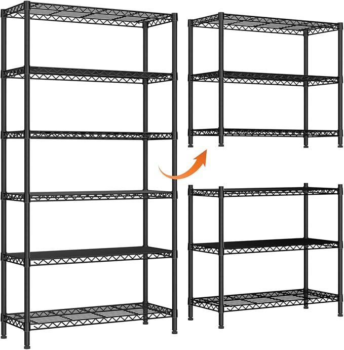6 Tier Adjustable Storage Shelves, Heavy Duty Metal Utility Shelf 1500LBS by Golpart