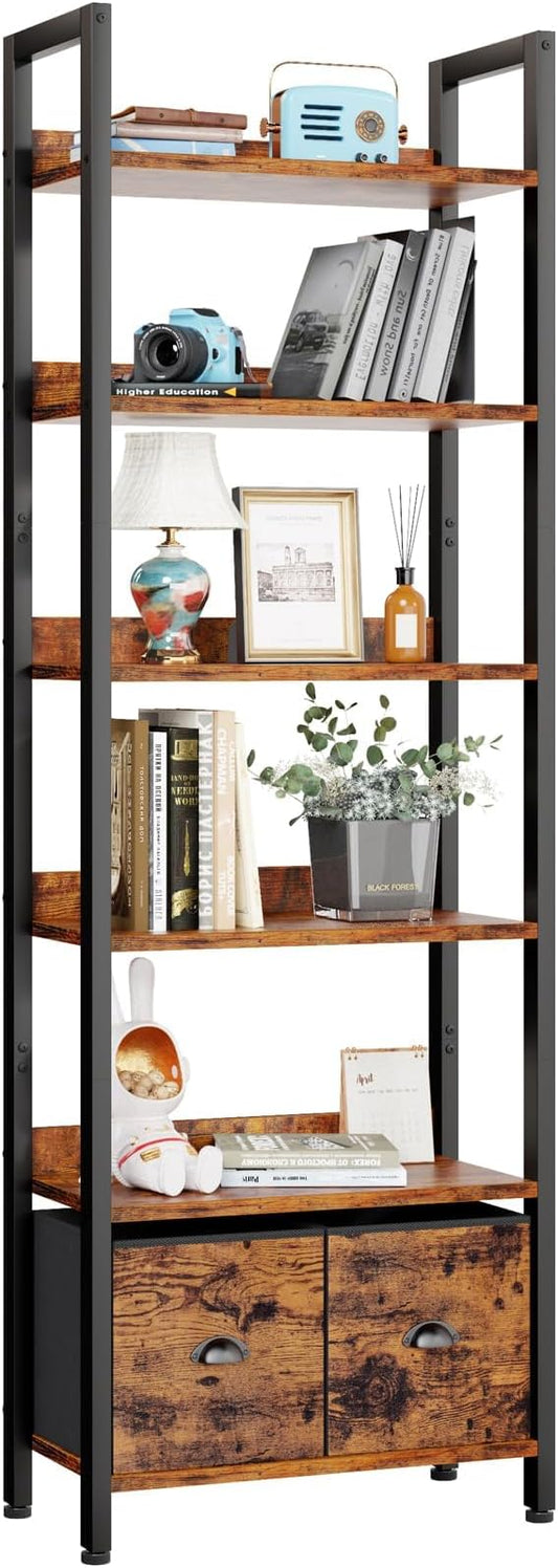 Furologee 6-Tier Bookshelf, Tall 71" Rustic Bookcase by Furologee