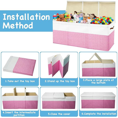Large Toy Box Chest, Toy Storage Organizer, Storage Bins - Image 9