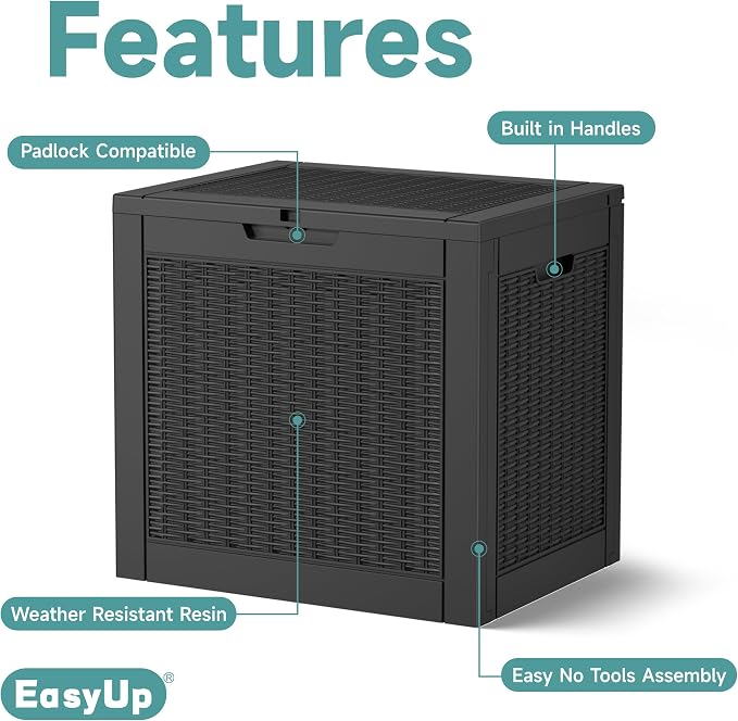 30 Gallon Waterproof Resin Deck Box, UV Resistant Outdoor Storage - Image 3