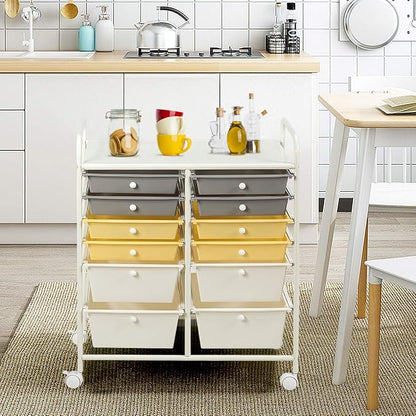 Giantex 12 Drawer Rolling Storage Cart Tools Scrapbook Paper Office School - Image 4