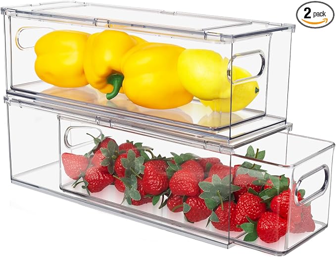 Abiudeng 2 Pack Stackable Refrigerator Organizer Bins by Abiudeng