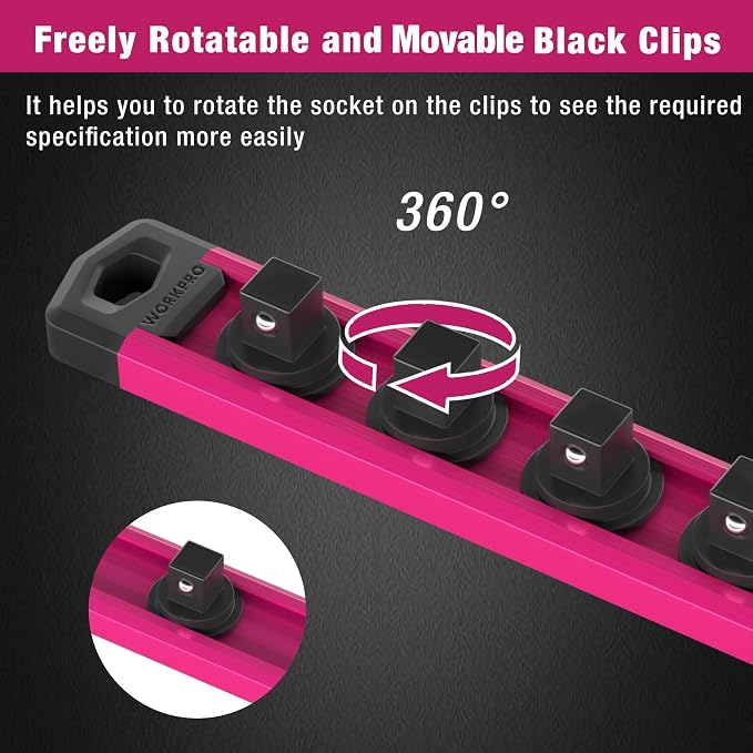 WORKPRO Magnetic Socket Organizer, 1/2-Inch Drive Aluminum Alloy Socket Rail - Image 5