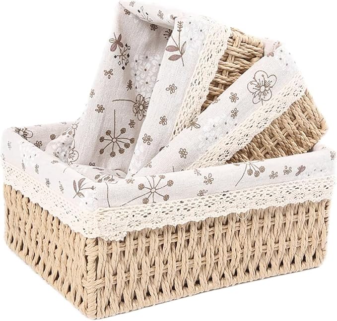 YRMT Storage Baskets Set of 3, Decorative Paper Rope Woven storage Baskets by YRMTKIHE
