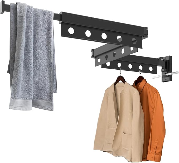 Clothes Drying Rack Wall Mounted, Space Saving Wall Mounted Clothes Drying Rack by Unknown