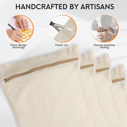 4-Piece Medium Durable Organic Cotton Mesh Laundry Bags - Image 3