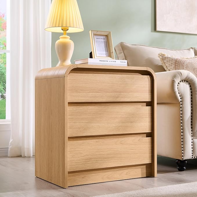 25" Tall Modern Nightstand Set of 2, 23.6" Wide Wood Bedside Table - Image 2