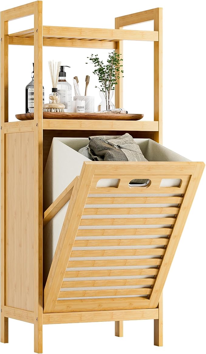 HITNET Tilt Out Laundry Hamper, Bamboo Laundry Basket by HITNET