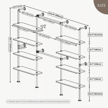 Industrial Pipe Clothing Rack, Wall Mounted Garment Hanging Rack - Image 8