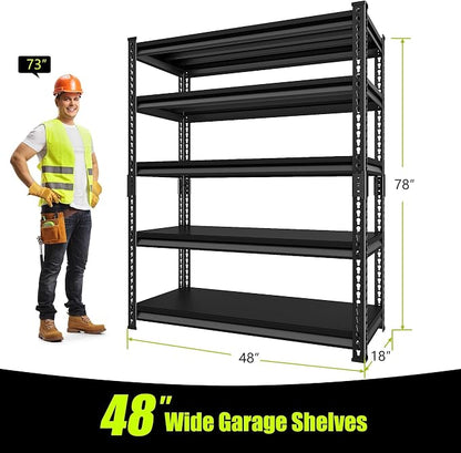 Garage Shelving Heavy Duty 2500LBS Loads, 5-Tier Metal Shelving Units and - Image 3