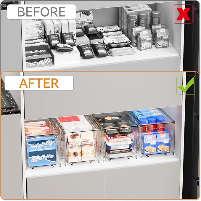 Yieach 4 Pack Large Stackable Storage Drawers, 11″Deep Under Cabinet Organizer - Image 5