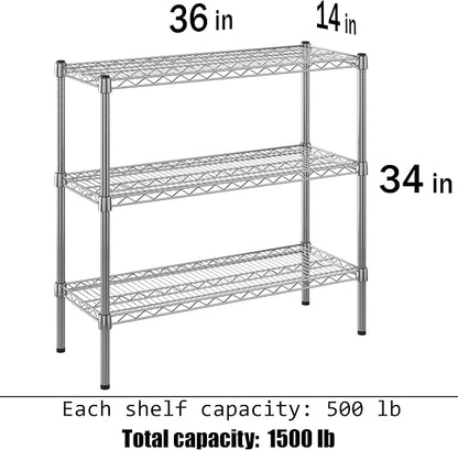 14" Deep x 36" Wide x 34" Height Wire Shelving Kit | 3-Tier | NSF Commercial - Image 3