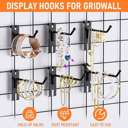 INCLY 4 Inch Gridwall Hooks, 60 Pack Heavy Duty Black Display Hooks - Image 6
