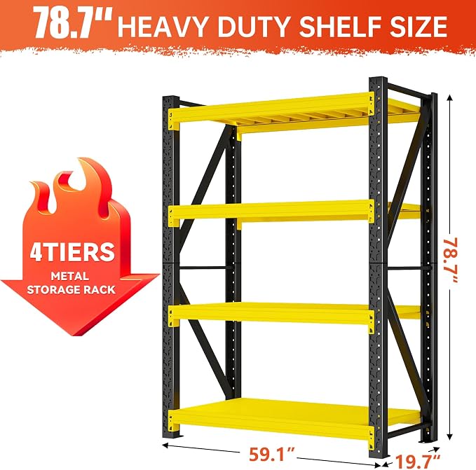 5000LBS Garage Shelving Heavy Duty, 59” W Storage Shelves, 4-Tier Adjustable - Image 2