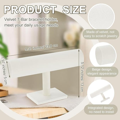 Wenqik 4 Pcs Bracelet Holder Stand Beige Velvet Bracelet Jewelry Display Holder - Image 2