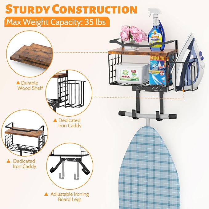 Ironing Board Hanger, T&Y Iron Board Holder Wall Mount - Image 2