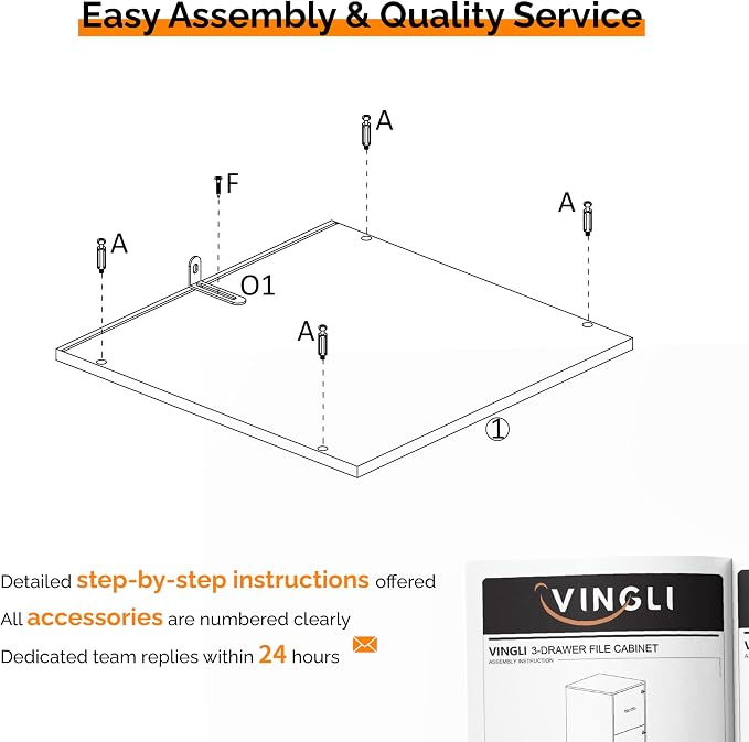 VINGLI 3 Drawer File Cabinet - Image 7