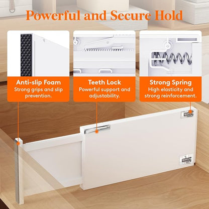 Lifewit 4 Pack Drawer Dividers Plastic 6" High, 13.5-22" Adjustable Drawer - Image 3