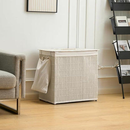 Laundry Hamper with Lid, 39.6 Gallon Large Laundry Basket 2 Removable Liner Bags - Image 5