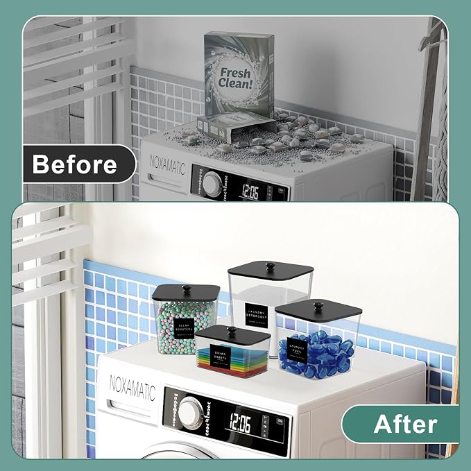 4 Pack Laundry Pod Containers and Dryer Sheet Holder Acrylic Jars - Image 4
