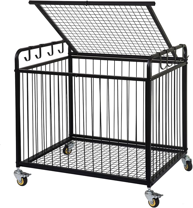 Matt Black Metal Rolling Cart Ball Gym Equipment Sports Gear Storage Portable - Image 3