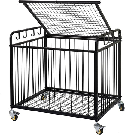 Matt Black Metal Rolling Cart Ball Gym Equipment Sports Gear Storage Portable - Image 3