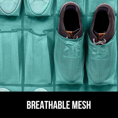 GORILLA GRIP Over the Door Shoe Organizer, 24 Large Breathable Mesh Pockets - Image 5