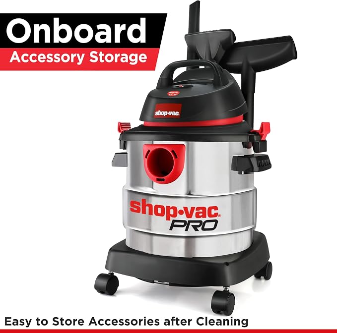 Shop-Vac 5 Gallon 4.5 Peak HP Wet/Dry Vacuum, Stainless Steel Tank, Portable - Image 2