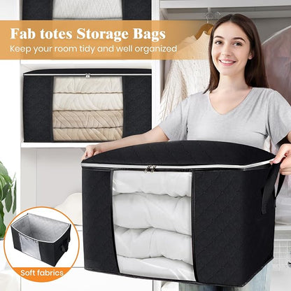 Fab totes 24 Gallons Clothes Storage, Foldable Thick Fabric Blanket Storage Bags - Image 5