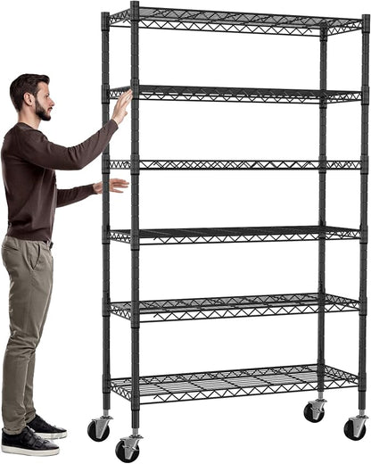6-Tier Storage Shelves NSF Certified Wire Shelving Unit on Wheels Heavy Duty by Meet+perfect