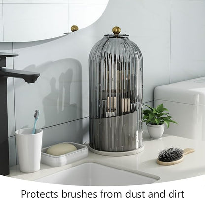 Makeup Brush Holder with Dustproof Cover 360 Rotating Makeup Brush Organizer - Image 2
