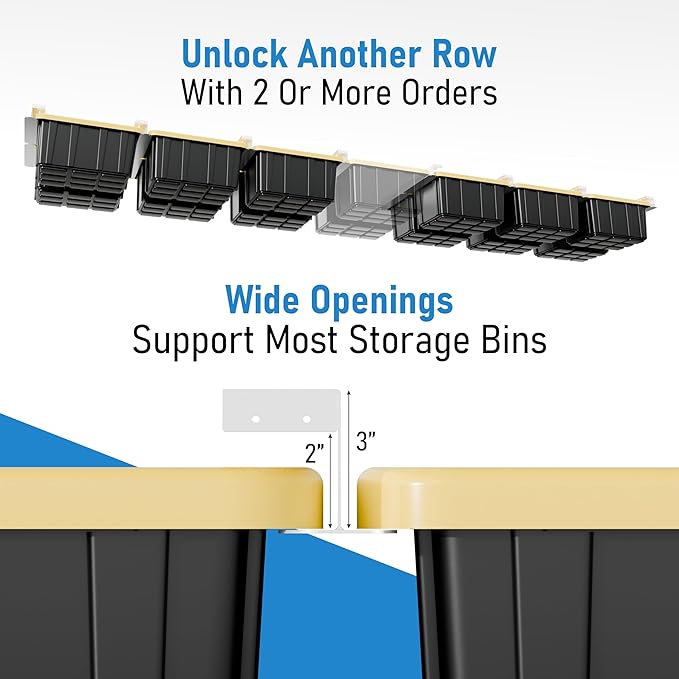 HANDT Overhead Garage Storage Rack, Connectable Heavy Duty Metal Ceiling Rails - Image 3