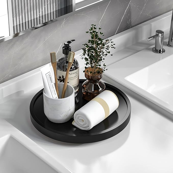 Turntable Vanity Tray 10 Inch for Perfume Candle, Bamboo Kitchen Sink by VeyFey