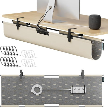 2-in-1 Under Desk Cable Management Tray & Privacy Panel, Dual-Sided Felt Cord by ERGOCOLLECT