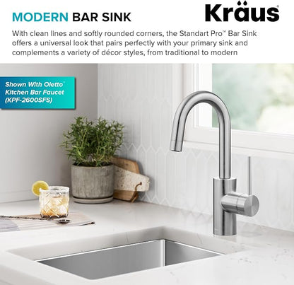 KRAUS Standart Pro 14 -inch Undermount Single Bowl 16 Gauge Stainless Steel Bar - Image 5