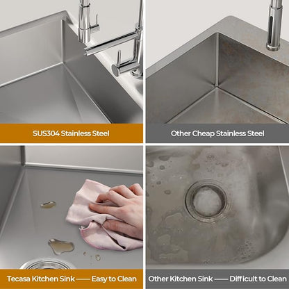 33 x 22 Drop-In/Undermount Kitchen Sink, TECASA Single Bowl Kitchen Sink - Image 6