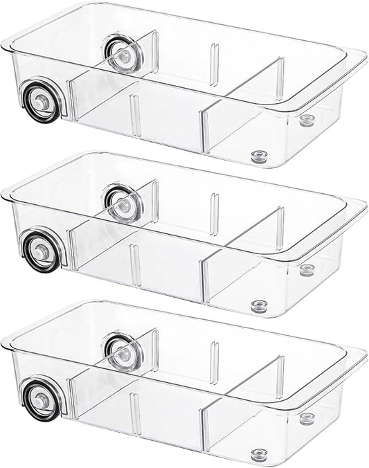 Fridge Organizer Bins With Wheels, 3 Pack Roll Out Refrigerator Organizers And by LXLXXL
