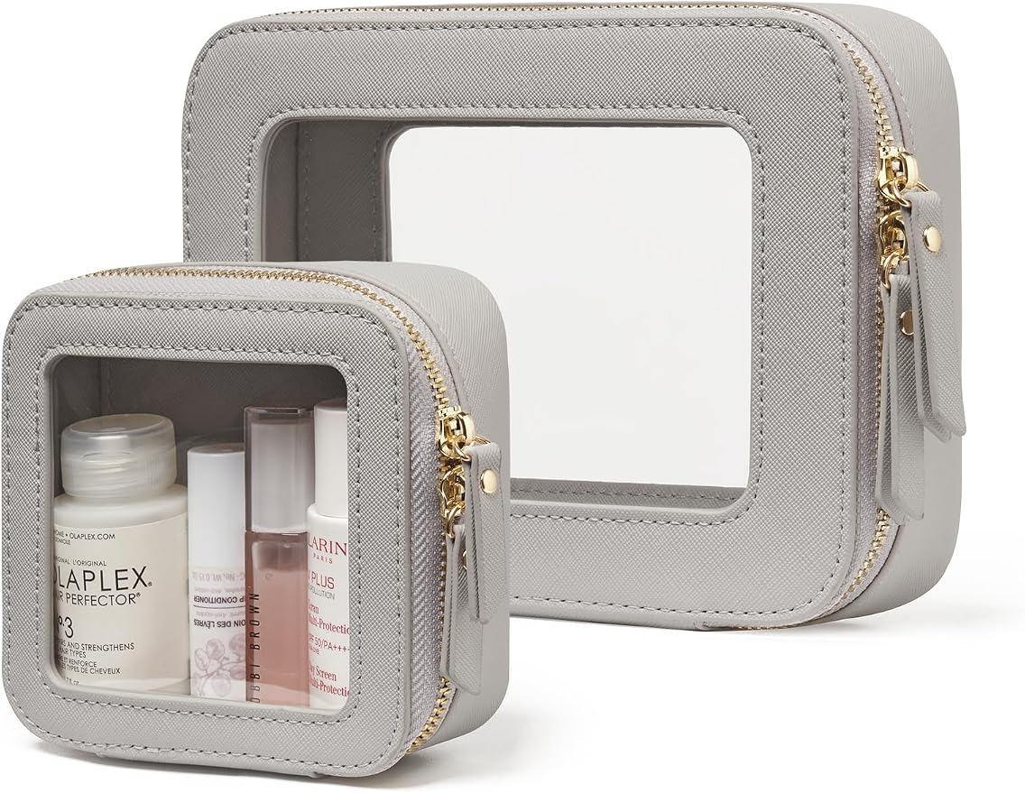Popvibe Clear Makeup Bag Travel Cosmetic Case Transparent Toiletry Bag by POPVIBE