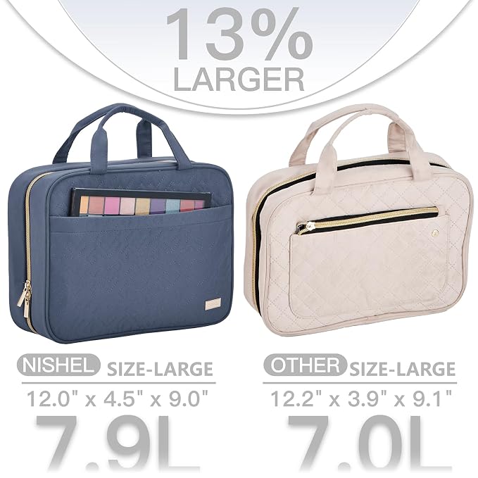 NISHEL Travel Toiletry Bag for women, Portable Hanging Organizer for Full-Sized - Image 3