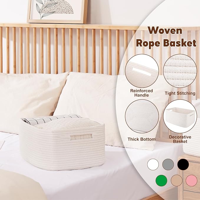OIAHOMY Storage Basket for Shelves, Closet Cube Storage Bins Baskets for - Image 3