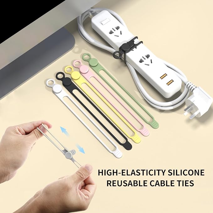 Silicone Cable Straps, Reusable Cable Ties，Travel Cord Organizer，Wire Organizer - Image 3