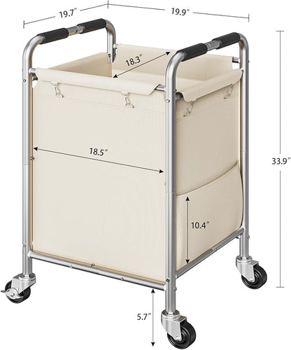 Laundry Basket with Wheels, Rolling Laundry Sorter Cart with Side pockets - Image 6